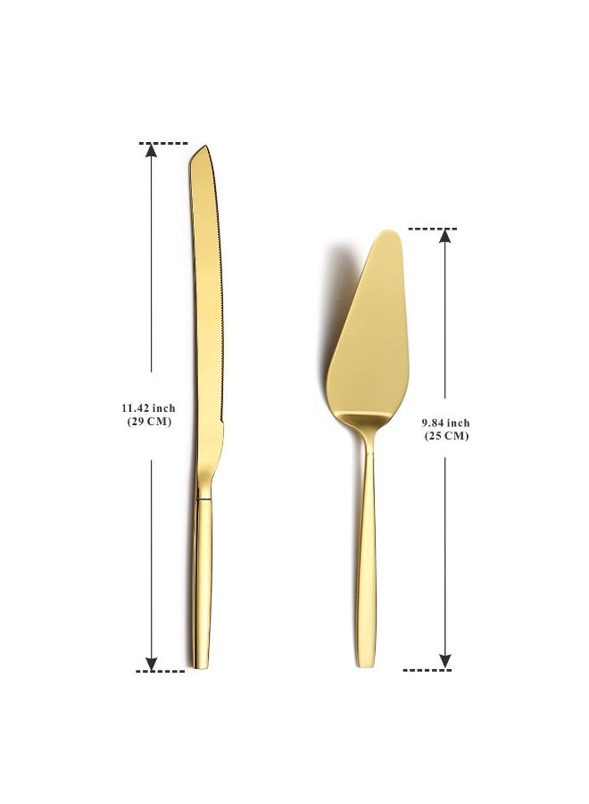 Gold Cake Pie Pastry Servers,Stainless Steel Serving Set,Cake Knife and Server Set Perfect For Wedding, Birthday, Parties and Events - Image 2